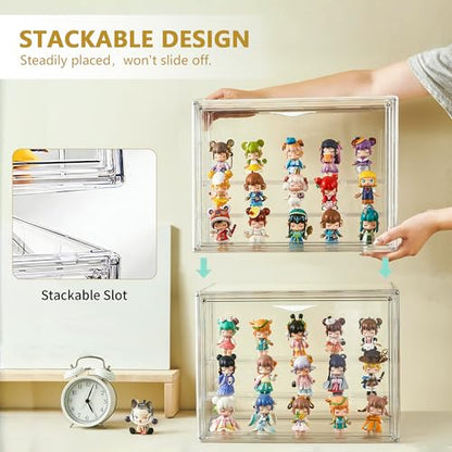 LXLXXL Acrylic Display Case for Collectibles 3 Layer Adjustable Figure Display Cases with Magnetic Door Clear Stackable Display Box for Figures Showcase 2Pack - size: XLarge 2 Pack