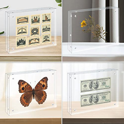 Egofine 3.5x5 Acrylic Frame 6 Pack, 20mm Thicker Frameless Clear Picture Frame, Double Sided Magnetic Picture Frame, Free Standing Desktop Display - color: 6, size: 3.5x5