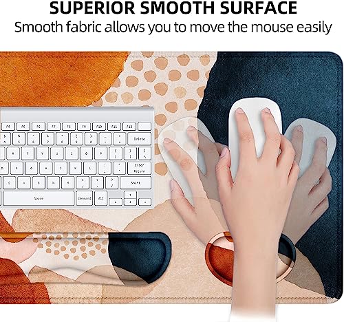 LATEEFAH Desk Mat, Mouse Pad with Wrist Rest, 4-in-1 Large Mouse Pads for Desk, Ergonomic Mouse Pad and Keyboard Wrist Rest Gaming Keyboard Mat for Office, Home - color: 4Pcs-Watercolor Block