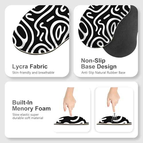 Large Gaming Mouse Pad Set, 4 in 1 Extended Keyboard Desk Mat with Wrist Rest, Computer Game Mousepad, Non-Slip Desk Pad Easy Typing Pain Relief for Home Office I Black White Topographic - color: Black White Topographic