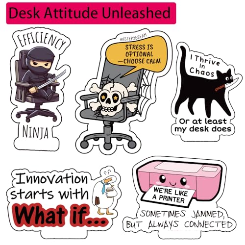 1step2dream Funny Office Stickers Motivational - Decals for Coworkers, Office Workers & Corporate Professionals - Waterproof Vinyl Laptop, Journal, Phone Decals