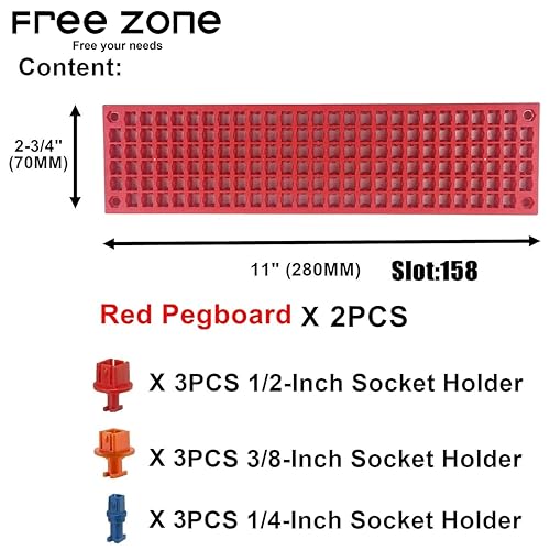 Free Zone Bit Organizer Set (Red) – 158-Hole Bit Storage – 1/4" Hex Bits & Drive Bits Adapter Storage – Toolbox Storage (Tools Not Included) - color: Red