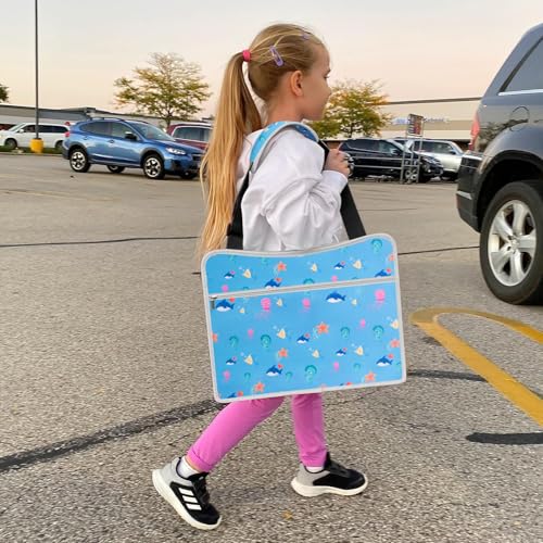 MENZOKE Kids Travel Tray, Car Seat Tray for Kids Travel, Toddler Essentials Girls with Tablet Holder, Road Trip Essentials with Cooler Cup Holder, Dry Erase Board & Storage Pocket for Airplane, Blue - color: Blue Aquarium