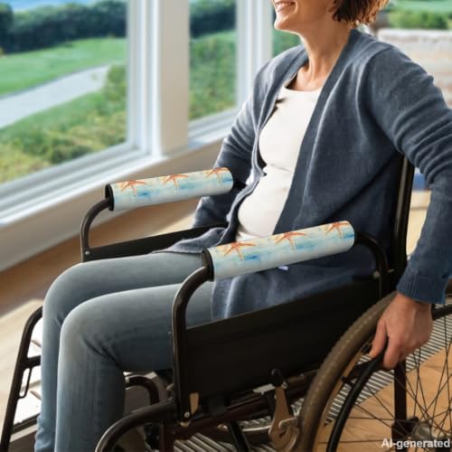Starfish Wheelchair Armrest Covers Wheelchair Parts Accessories Portable Mobile Arm Support for Wheelchair Office Transport Chair Mobility Scooter Gift for Women Men - color: Starfish