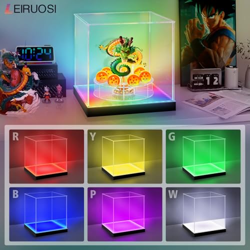 Shenron Acrylic Display Case, Clear LED Display Case Box for Dragon Shenlong Statue, Dragon Balls & Figure with Holder Stand, Dustproof Protective Showcase - Kids Birthday Christmas - size: Dragon Display Case 10.63x10.63x9.84in