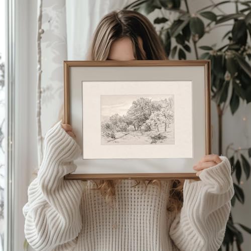 Uniro Neutral Wall Art for Home Decor, Farmhouse Landscape Tree Sketch Drawing Wall Decor, Rustic Nature Canvas Prints Antique Moody Neutral Landscape Oil Painting Vintage Art Pictures for Bedroom Bathroom Decor( 8" x 10"-UNFRAMED) - color: Nature sketch1