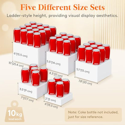 Lifewit 6 PCS Buffet Risers and Stands, (6",6",7",7.8",8.3",10") Food Risers for Buffet Table, Catering Dessert Cake Holder for Party, Collectibles Jewelry Display Shelf, Nesting Cube Boxes, White - size: 6“,6",7",7.8",8.3",10"
