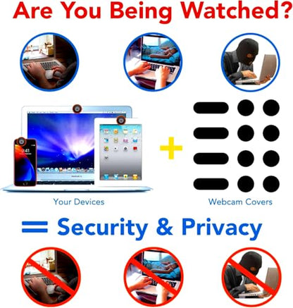 Universal Webcam Covers - Privacy Protection Accessory, No Residue Application, Safe Screen Closure - Dots,Squares and Bars, 12 Pieces - Black - color: Black12