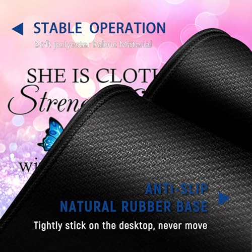 Large Mouse Pad + Keyboard Wrist Rest Set, Extended Gaming Mousepad (31.5X11.8 inch), Ergonomics Memory Foam Mouse Wrist Rest Support, Colorful Glitter Bokeh Proverbs 31:25 Pattern XXL Desk Pad - color: Yu-Mouse Pad-3-B46