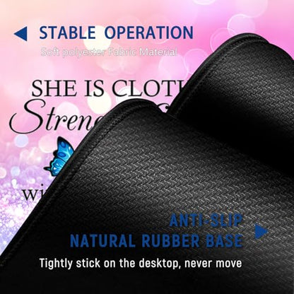 Large Mouse Pad + Keyboard Wrist Rest Set, Extended Gaming Mousepad (31.5X11.8 inch), Ergonomics Memory Foam Mouse Wrist Rest Support, Colorful Glitter Bokeh Proverbs 31:25 Pattern XXL Desk Pad - color: Yu-Mouse Pad-3-B46