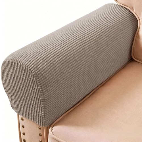 Sofa Couch Arm Chair Covers, Armrest Armchair Covers Stretch Recliner Slipcover, Set of 2 (Sand) - color: Sand