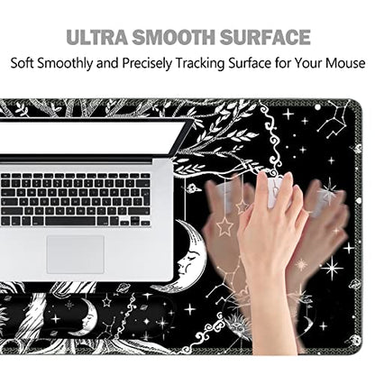 ToLuLu Extended Gaming Mouse Pad, Memory Foam Ergonomic Keyboard Mouse Wrist Rest Support Set, Large Desk Mat with Stitched Edges, Non-Slip Base Mousepad for Home Office Game and Study, Moon & Sun - color: Moon & Sun