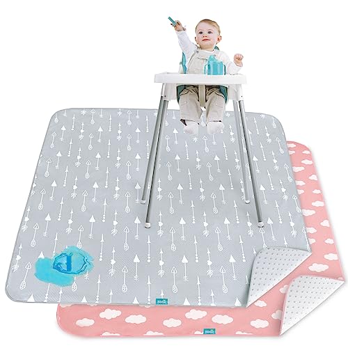 Splat Mat 2 Pack for Under High Chair & Arts & Crafts & Eating Mess, Waterproof Baby Playtime Anti-Slip High Chair Mat for Floor or Table, Reusable & Portable Splash Mat for Under High Chair, 42” ×46” - color: Pink Cloud & Arrow