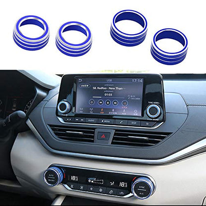 XITER Center Console Knobs AC Air Conditioning Button Audio Function Rear Mirror Knob Switch Cover Trim Compatible with Nissan Altima 2019 2020 2021-2024 2025/Rogue 2021 2022 2023 2024 2025 2026(BLUE) - color: BLUE