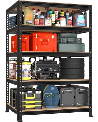 PrimeZone 32" W x 16" D x 63" H Storage Shelves - 5 Tier Adjustable Garage Storage Shelving, Heavy Duty Metal Storage Utility Rack Shelf Unit for Warehouse Pantry Closet Kitchen, Black - size: 32"W x 16"D x 63"H