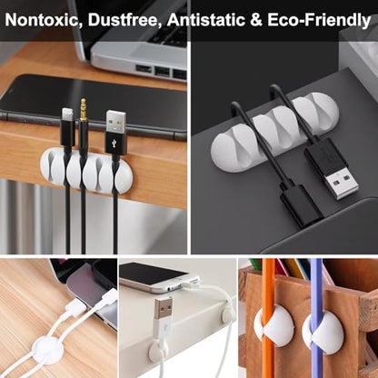 137PCS Cable Management Kit 4 Cable Sleeve Split 100 Cable Zip Ties 10 Cable Clips 15 Adhesive Wall Cable Tie 10 Cable Zip Tie for TV Computer Office Home Under Desk - color: White