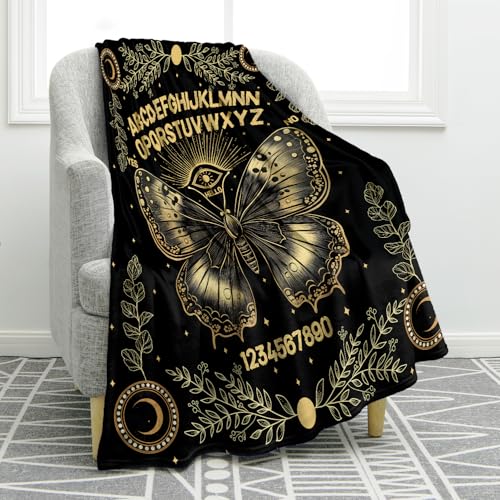 Jekeno Tarot Card Blanket Hippie Gifts for Women Men Boys Girls Dad Mom Husband Wife Boyfriend Friends Halloween Birthday Home Bedroom Living Room Decor Throw Blanket 50"x60" - color: Black Golden, size: 50"x60"