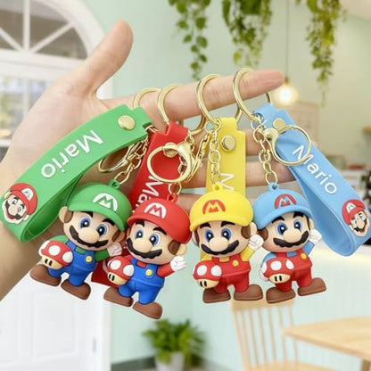4Pcs Cute Keychains, Super Brothers Keychain, Cartoon Bag Charms Car Keys, Party Favors for Boys and Girls