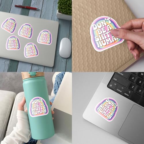 3PCS Don’t Be a Shitty Human Stickers Pack, Retro Rainbow Positive Reminder Quote for Teens & Adults, Stickers Die-Cut Waterproof for Laptop, Water Bottle, Phone, Window, Helmet - size: 6 inch