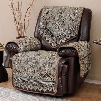 Recliner Chair Covers Non Slip Waterproof Large Recliner Covers for Leather Recliner,Electric Reclining Chair Covers for Living Room Dog Sofa Recliner Cover (FLKF-Brown) - color: Flkf-brown