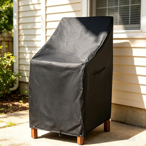 RosieLily Patio Chair Covers High Back Outdoor Bar Stool Covers (1 Pack-Black, 28.35"W x 36.22"D x 47.24"H) - color: 1 Pack-Black, size: 28.35"W x 36.22"D x 47.24"H