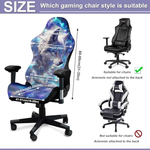Gaming Chair Covers, 3D Printing Stretchable Soft Non-Slip Easy to Install Gamer Chair Cover with Armrest Cover(No Chair)(M) - color: M