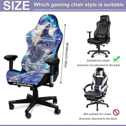 Gaming Chair Covers, 3D Printing Stretchable Soft Non-Slip Easy to Install Gamer Chair Cover with Armrest Cover(No Chair)(M) - color: M