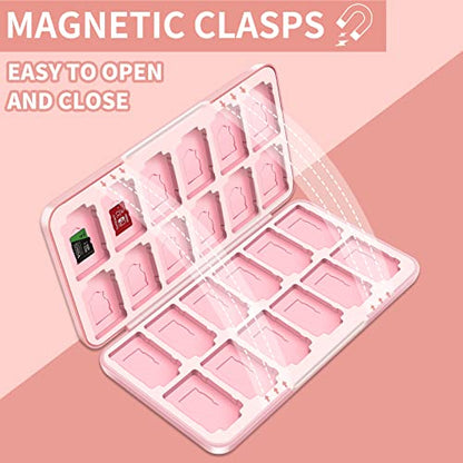 OLDZHU Cute Switch Case Holder Compatible with Nintendo Switch&Switch OLED, Pink Storage for 24 Game Cartridges and 24 Micro SD Cards - color: Cherry blossoms