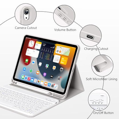 Keyboard case for iPad (A16) 11 inch 2025/10th Generation 10.9 inch, Stand Folio Keyboard Cover with Pencil Holder, Magnetic Wireless Detachable Bluetooth Keyboard, Thin & Light, Gray - color: Gray