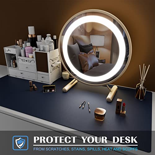 K KNODEL Large Office Leather Desk Mat, Mouse and Keyboard Pad, Computer and Laptop Mat, Desktop Protector and Cover, Writing Pad and Blotter (35.4"x17", Dark Blue) - color: Dark Blue, size: 35.4" x 17"
