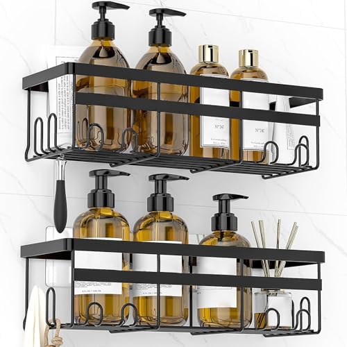 WOWBOX Shower Caddies 2 Pack - Adhesive Hanging Shower Shelf - Bathroom & Kitchen Organizers and Storage, No Drilling Stainless Shower Shelves for Home Decor Storage (Large) - size: X-Large