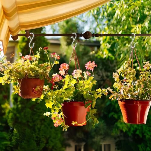 12 PCS S Hooks for Hanging with Safety Buckle | 3.5 inch Heavy Duty Metal S Shaped Hooks Stainless Steel for Hanging Kitchen Utensil, Cups, Pots, Plants, Bags, Hats (White) - color: White