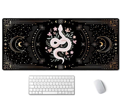 SSOIU Large Mouse Pad, Boho Snake Witch Desk Mat for Desktop, Women Girls Waterproof Gaming Mousepad, Moon Phases Computer PC Laptop Protector Writing Pads for School Office Home 35.5" x 15.7" - color: Boho Snake Witch
