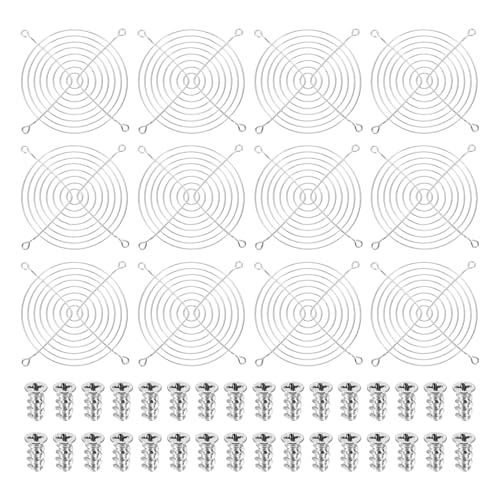 PATIKIL 120mm Fan Finger Grill, 12 Pcs Metal Ventilation Grill Guard Cover with Screws for Industry Workshop Computer Household Refrigerators Air Conditioning, Silver - size: 120mm