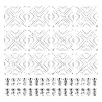 PATIKIL 120mm Fan Finger Grill, 12 Pcs Metal Ventilation Grill Guard Cover with Screws for Industry Workshop Computer Household Refrigerators Air Conditioning, Silver - size: 120mm