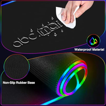 XXL RGB LED Gaming Mouse Pad with Magnetic Wireless Charger & Foldable Phone Holder, 31.5"x15.8" Extended Ultra-Smooth Desk Mat, 25 Lighting Effects, Non-Slip Base - color: RGB-31.5"x15.8"-Magnetic Stand-Left