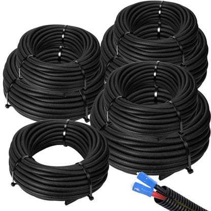 Sasylvia 1/4, 3/8, 1/2'' x 100 Ft, 3/4, 1, 1.5, 2'' x 20 Ft Split Wire Loom Tubing Wire Loom Assortment Split Cable Sleeves Bulk Flexible Electrical Conduit Protective kit - size: 1/4, 3/8, 1/2'' X 100 Ft, 3/4, 1, 1.5, 2'' X 20 ft