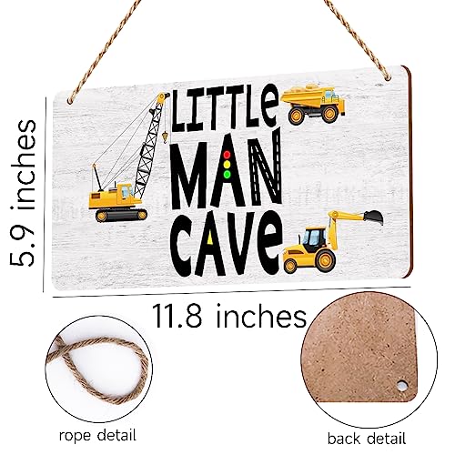 Construction Boy Room Decor-Little Man Cave Sign 6"x12" Construction Wall Decor Wooden Hanging Plaque Wood Sign Living Room Bathroom Farmhouse Playroom Bedroom Nursery - color: polychromatic718