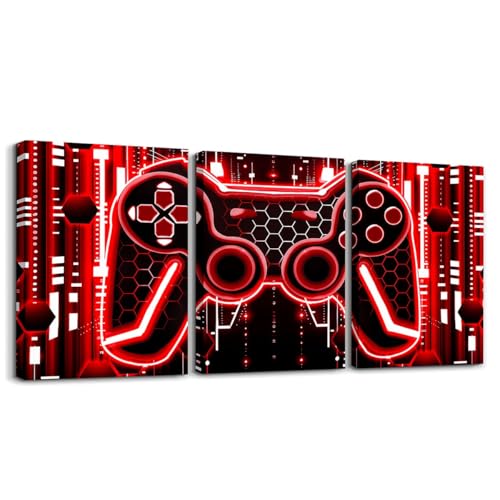 Feelyou Kids Gamer Wall Painting Posters Honeycomb Gaming Canvas Wall Art for Living Room Bedroom Boys Girls Gamepad Picture Wall Decor Game Console Controller Teens Bathroom Wall Art 12"x16"x 3Pcs - color: Multi A08