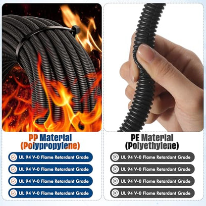 Sasylvia 1/4" x 200 ft Split Wire Loom Tubing Automotive Wire Loom Assortment Split Cable Sleeves Bulk Flexible Electrical Conduit Protective Kit - size: 1/4" X 200 ft