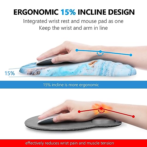 Mouse Pad Wrist Support, Laokiiy 2 in 1 Keyboard Wrist Rest+ Ergonomic Mouse Pad, Non-Slip Wrist Rest for Computer Keyboard, Made Easy Typing & Relieve Wrist Pain(White Gold Beach Marble) - color: White Gold Beach Marble