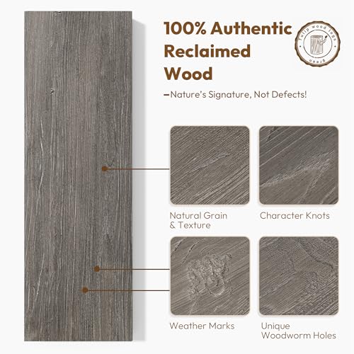 Vivelove Flat Edge Elm Wood Floating Shelf with Invisible Bracket 24”Grey - color: Grey, size: 24”,set of 2