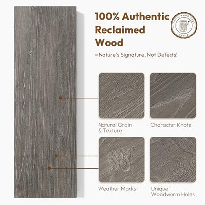 Vivelove Flat Edge Elm Wood Floating Shelf with Invisible Bracket 24”Grey - color: Grey, size: 24”,set of 2