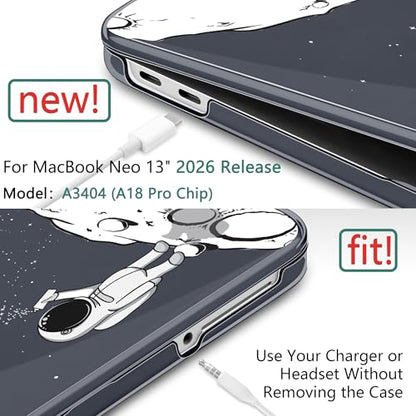 DONGKE Compatible with MacBook Neo 13 Inch Case 2026 A3404 A18 Pro chip & Touch ID, Plastic Hard Shell with Keyboard Cover, Screen Protector & Dust Plugs, Astronaut - color: Astronaut