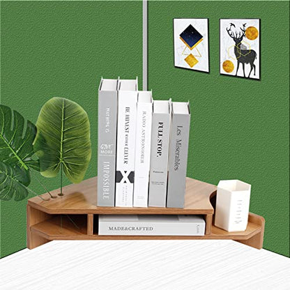 Triangle Monitor Stand Riser, Wooden Triangle Desktop Computer Stand with Office Organization, Walnut Color