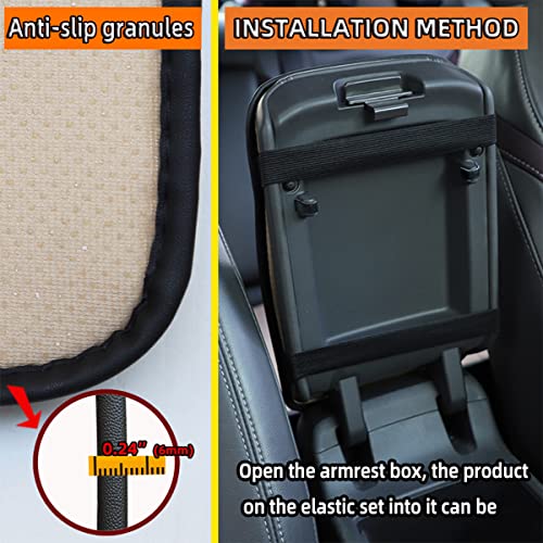 Auto Center Console Pad, PU Leather Car Center Console Box Cushion, Non Slip Soft Armrest Seat Box Cover, Waterproof Vehicle Armrest Protector for SUV, Truck, Car (Rhombic Lattice Black/Red) - color: Rhombic Lattice Black/Red