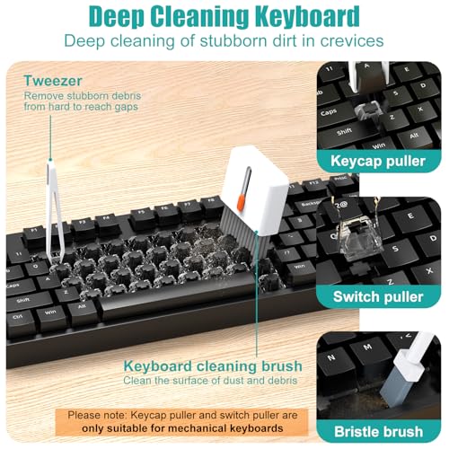VICHYIE Keyboard Cleaning Kit with Brush, Computer Laptop Cleaner Kit, Phone Cleaning Tool, Multi-Function Cleaner Kit for Earbuds, Cellphones, PC, Screens, Camera Lens, Electronics Devices (White) - color: White