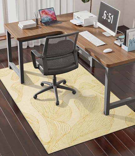 chakme Office Chair Mat for Hardwood Floor, 48"x36" Easy Glide Computer Desk Mat Protector for Rolling Chair Under Desk Rug Nonslip Backing, Machine Wash, (Golden Leaf) - color: Golden Leaf, size: 36"x48"
