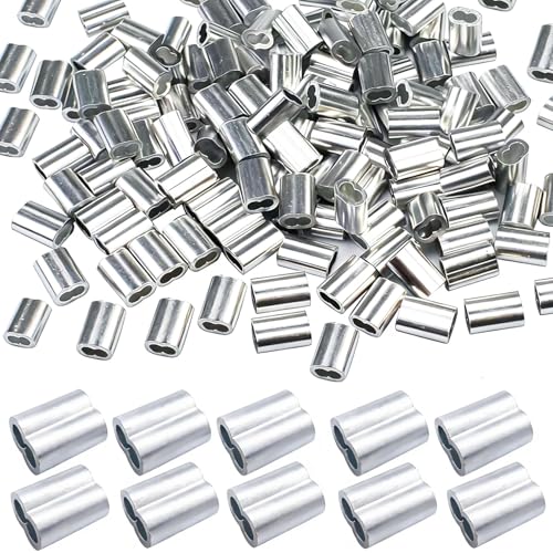 Pack of 120 Aluminum Crimping Loop Sleeve Cable Crimp for 5/32 inch Diameter Double Ferrule Wire Rope and Cable (4mm)