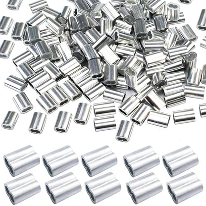 Pack of 120 Aluminum Crimping Loop Sleeve Cable Crimp for 5/32 inch Diameter Double Ferrule Wire Rope and Cable (4mm)